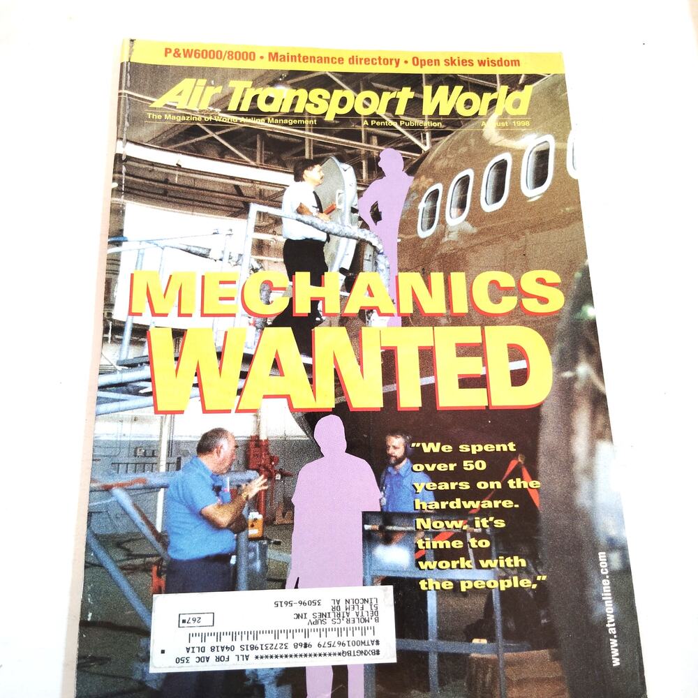 Air Transport World Magazine August 1998 "Mechanics Wanted" Aviation Journal